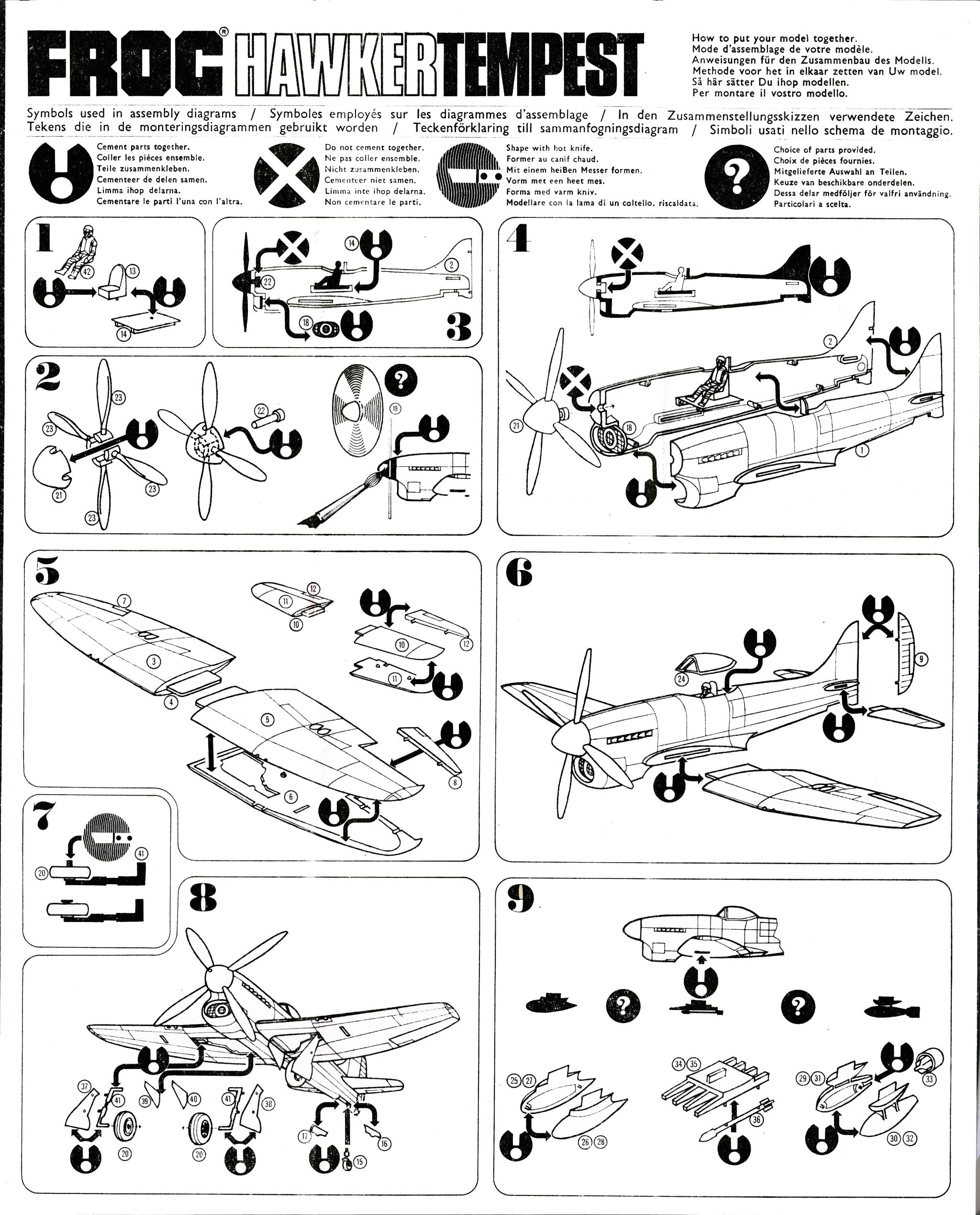 Инструкция по сборке FROG F245F Grumman F6F-3 Hellcat F.Mk.1, Black Series, Rovex Tri-ang, 1971